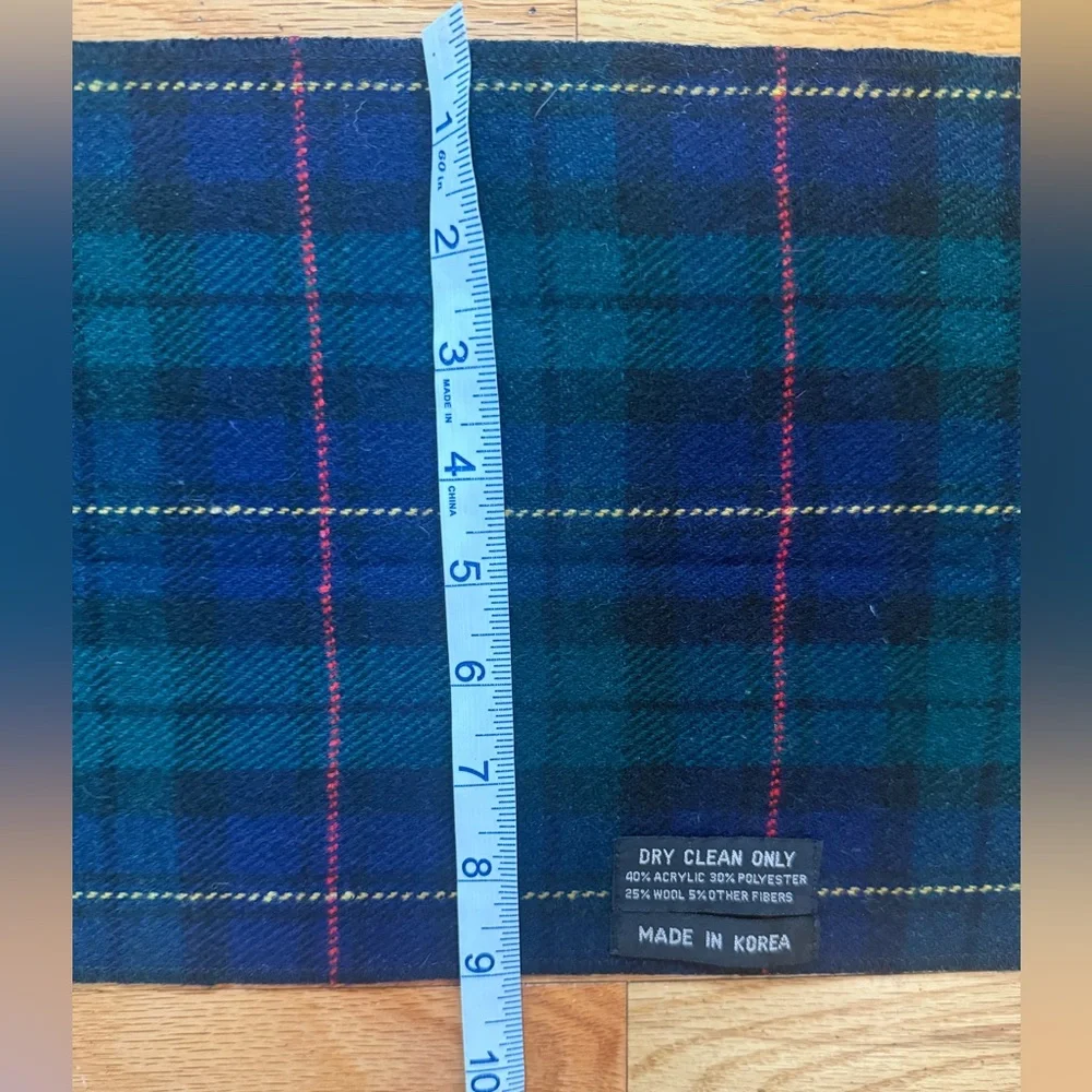 Vintage Wool‎ scarf tartan plaid made in Korea Dark Academia
